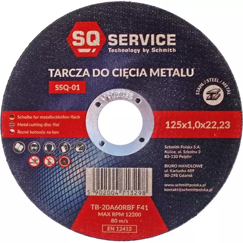 Schmith Tarcza do cięcia metalu 125x1,0 SQ SSQ-01