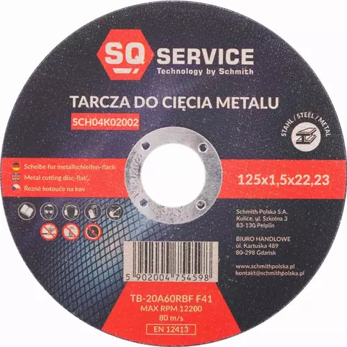 Schmith Tarcza do cięcia metalu 125x1,5 SQ SCH04K02002